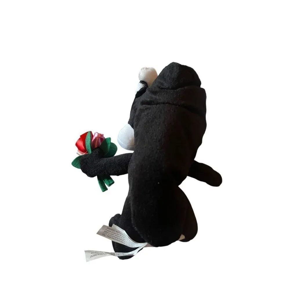 New Looney Toons Pepe Le Pew Rose Bouquet And Lipstick Kiss Stuffed Plush 10